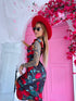 "ROSE SORBET 89" midi dress - red with black